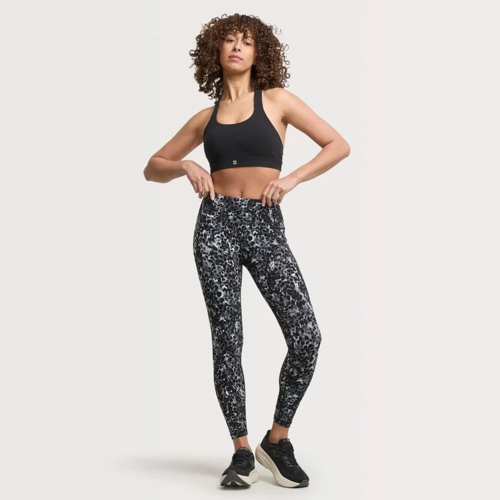 Sweaty Betty Power 7/8 Gym Ankle Leggings Womens XS Black Gray Dapple High Waist